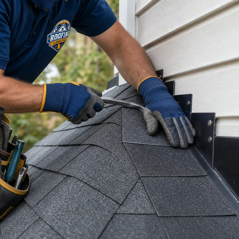 New step flashing correctly integrated with shingles at a roof sidewall
